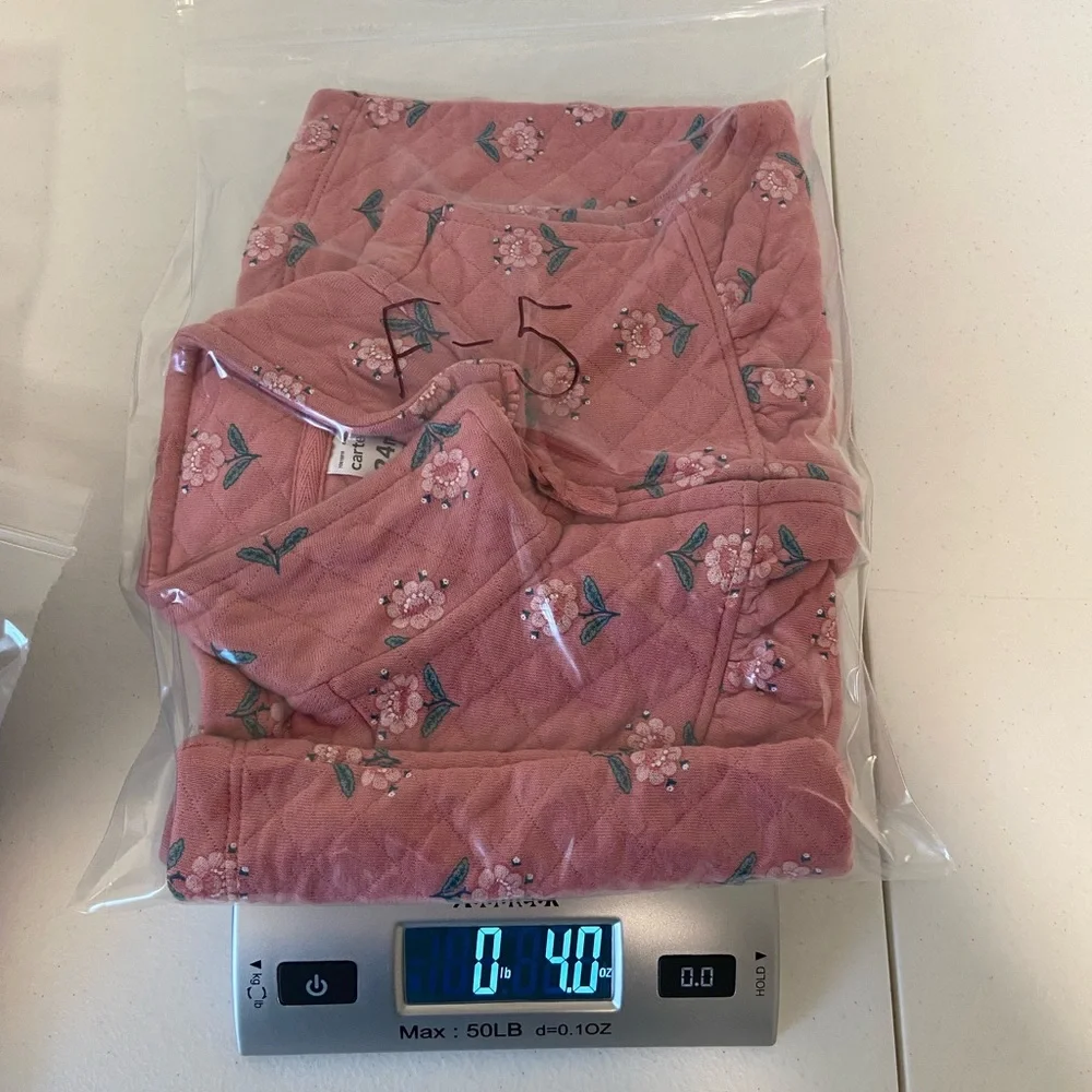 EUC Carter’s baby girl’s pink quilted floral‎ full zip collared vest 24 months